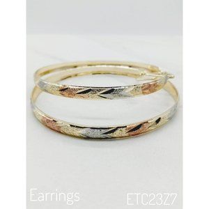 COPY - COPY - 14K BRAZILIAN Gold Hoop,Tri-Tone Earrings ,Pantallas